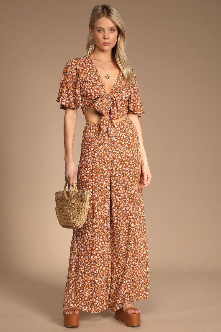 Floral Print Tie-Front Two-Piece Jumpsuit | resortwear | resort wear | resort dress | resort dresses | Lulus (US)