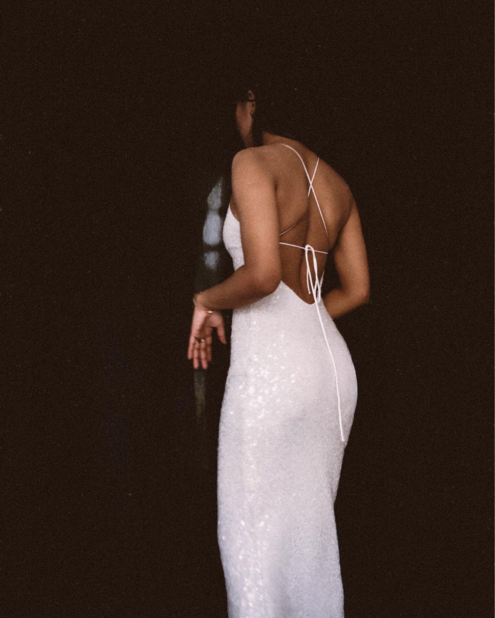 open lace back dress Seanna Cascading Ruffle Feature Strappy Back Dress White