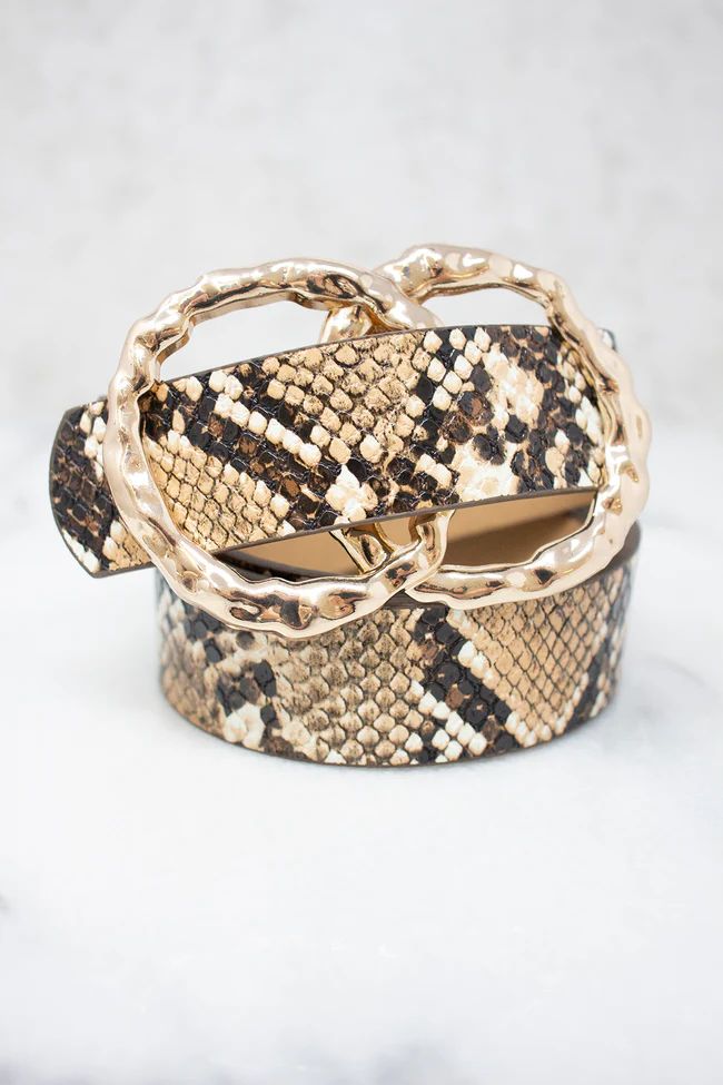 See The Truth Brown Snakeskin Print Belt | The Pink Lily Boutique