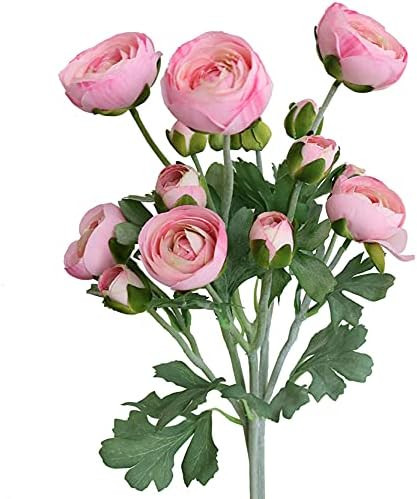 Artificial Ranunculus Flowers with Real Touch Stem Spray for Home Garden Decoration (Light Pink) | Amazon (US)