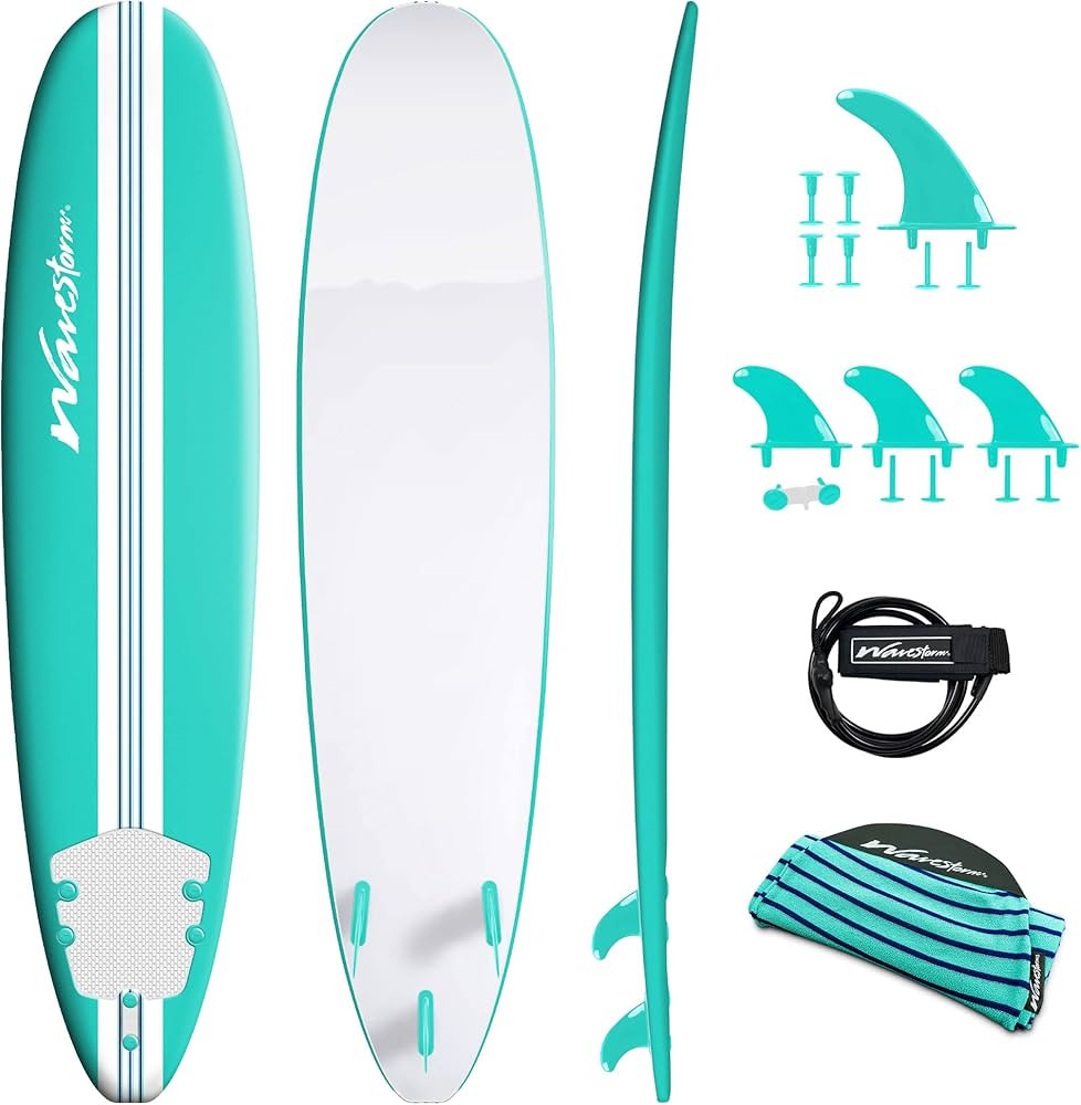 WAVESTORM 8ft Premium Classic Longboard Surfboard | Amazon (US)