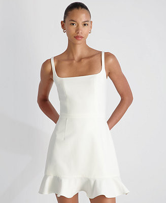 Women's Whisper Square Neck Frill Hem Mini Dress | Macy's