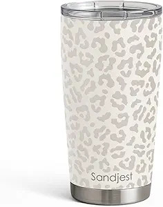 Amazon.com: SANDJEST Leopard Print Tumbler 20oz Stainless Steel Insulated, Beige Leopard Travel C... | Amazon (US)