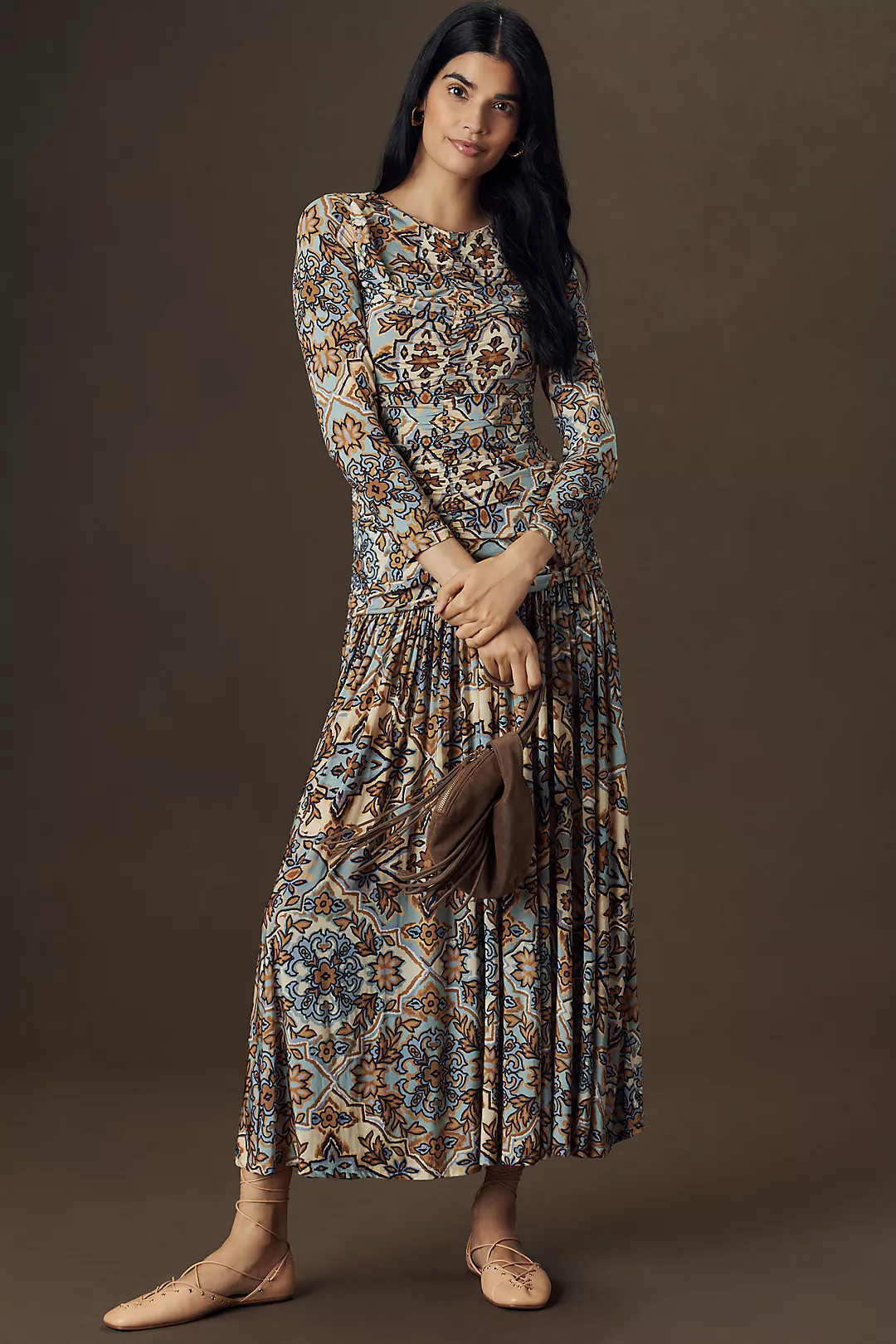 Farm Rio Winter Tapestry Ruched Maxi Dress | Anthropologie (US)