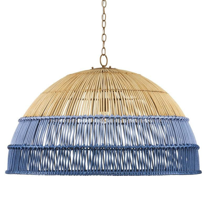 Natural, Bluebonnet & Cornflower Rattan Pendant Light | The Well Appointed House, LLC