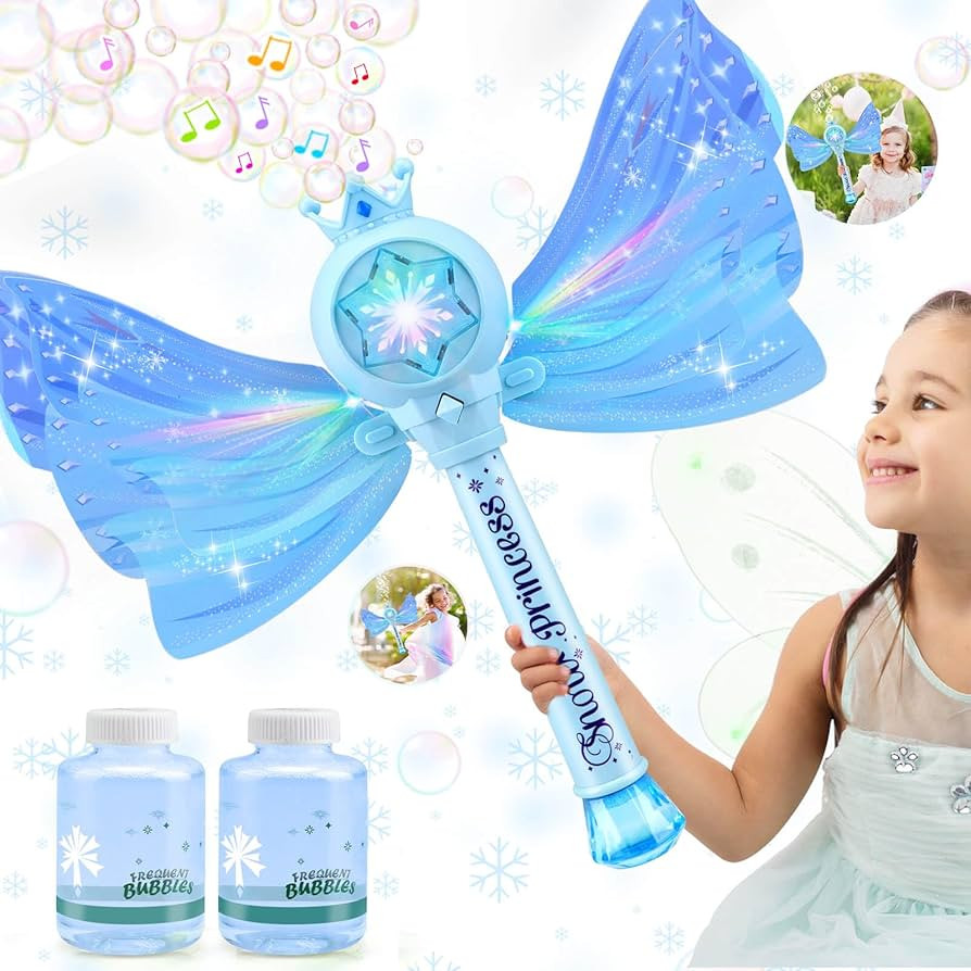 Bubble Wands for Kids Girls - LED Light & Music Bubble Machine: 3 AA Batteries & 2 Bubble Solutio... | Amazon (US)