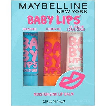Maybelline New York Baby Lips Moisturizing Lip Balm 3-pack, Lip Care Essentials, 3 Shades | Amazon (US)