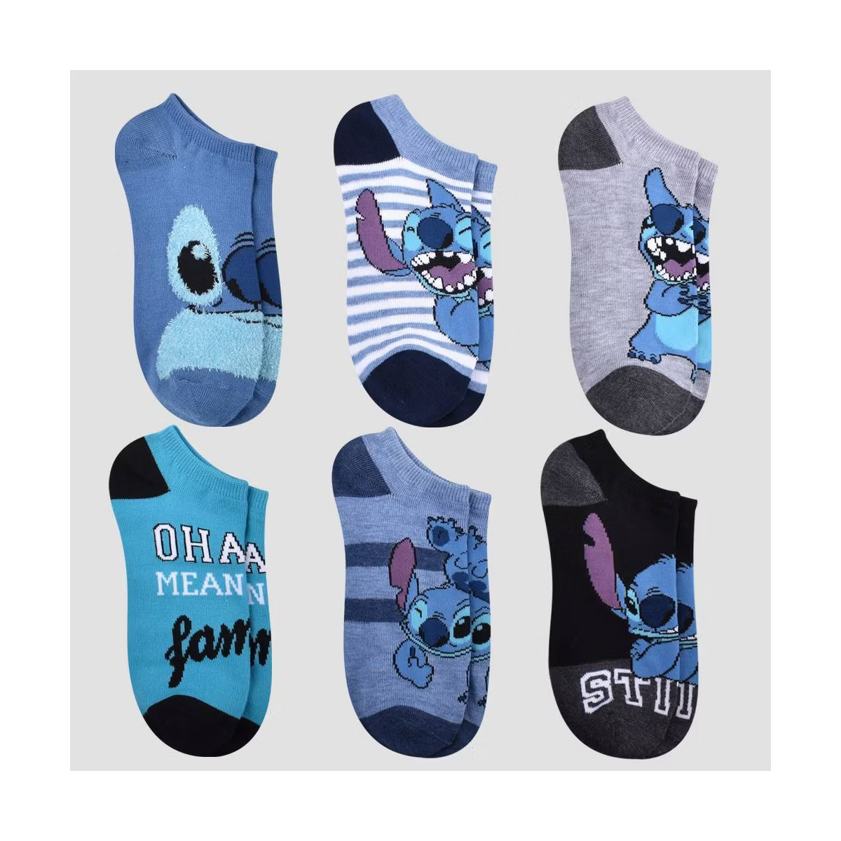 Women's Lilo and Stitch 6pk Low Cut Socks - Blue 4-10 | Target