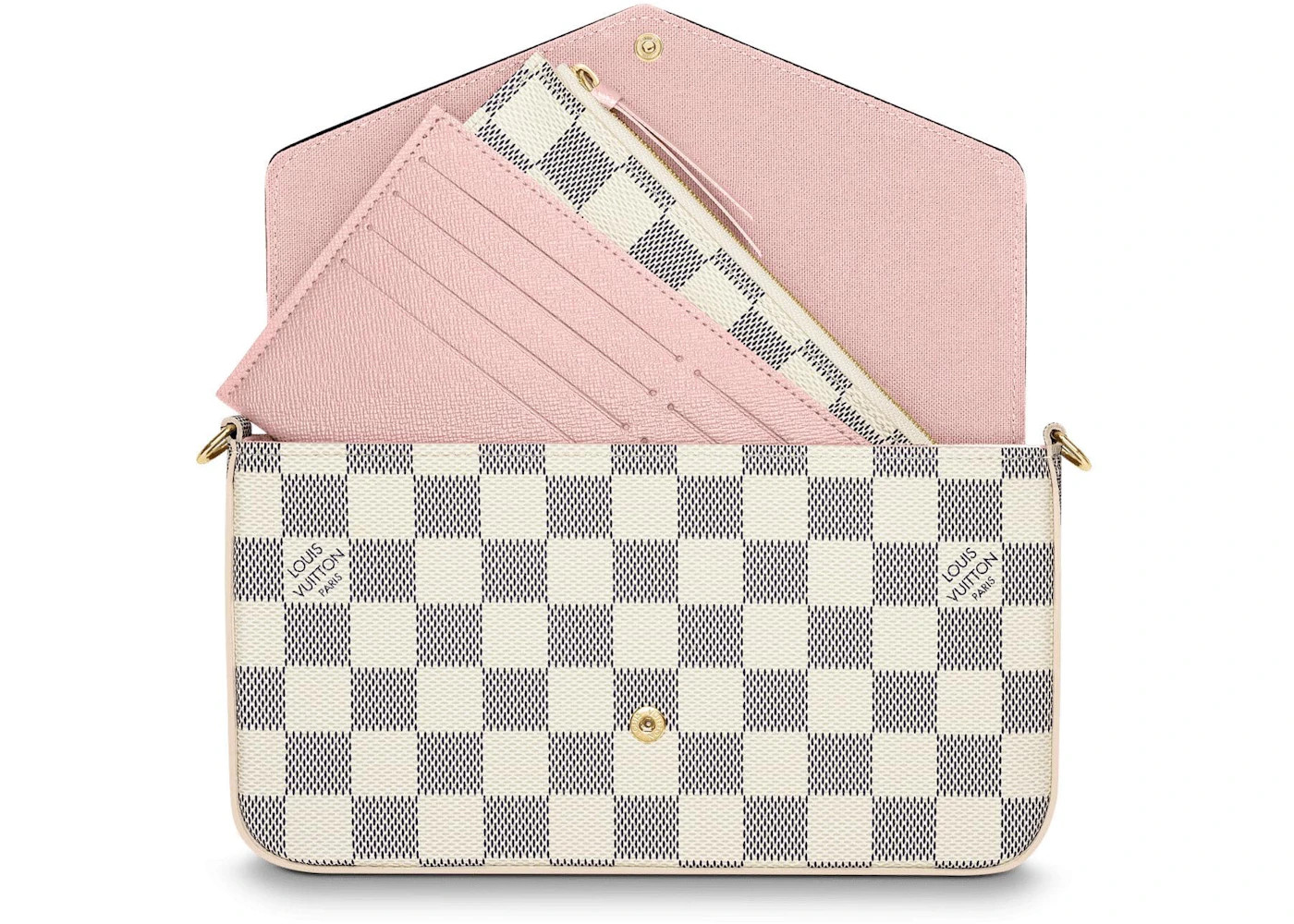Louis Vuitton Pochette Felicie Damier Azur Rose Ballerine Lining | StockX