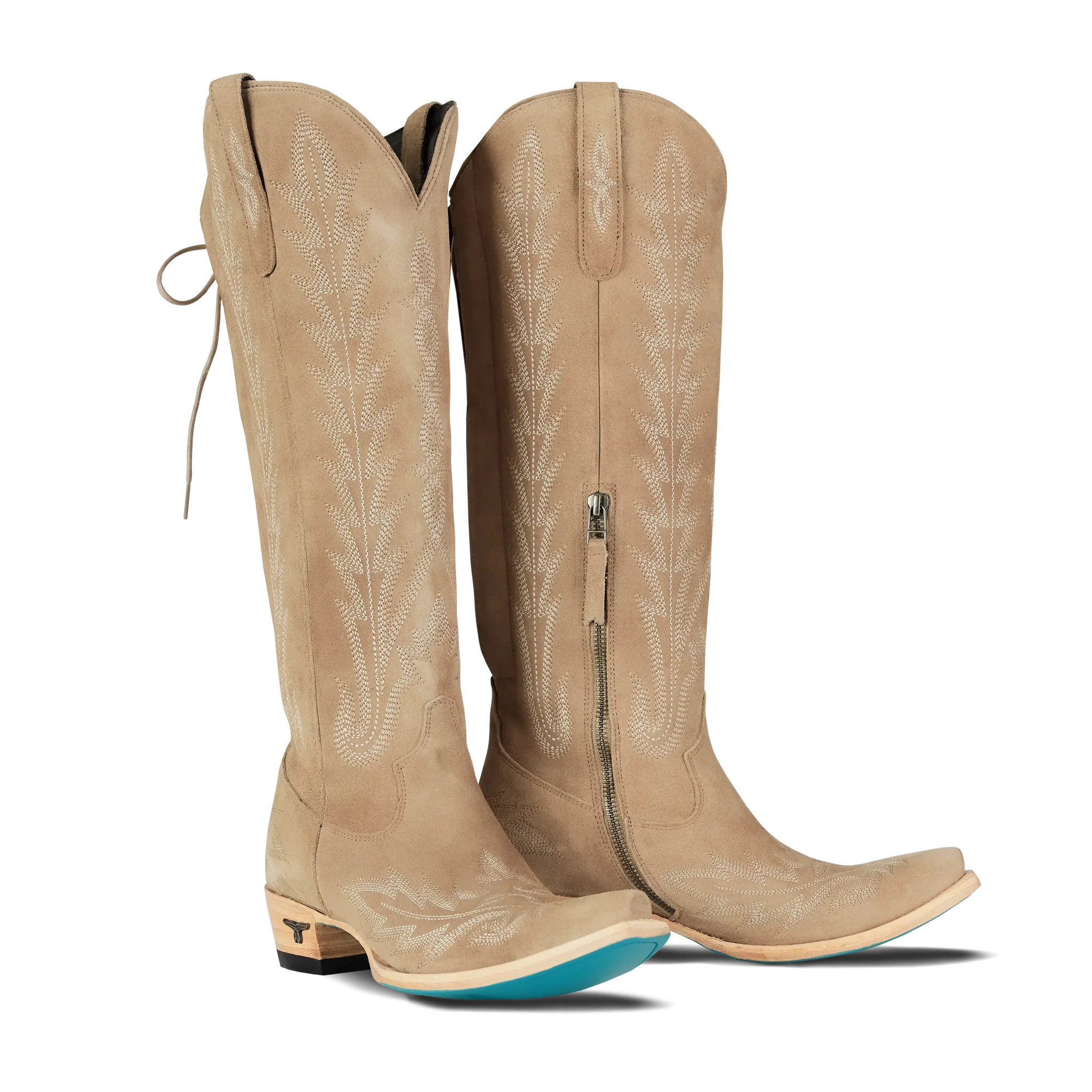 Lexington Knee High Corset - Latte Suede | Lane Boots