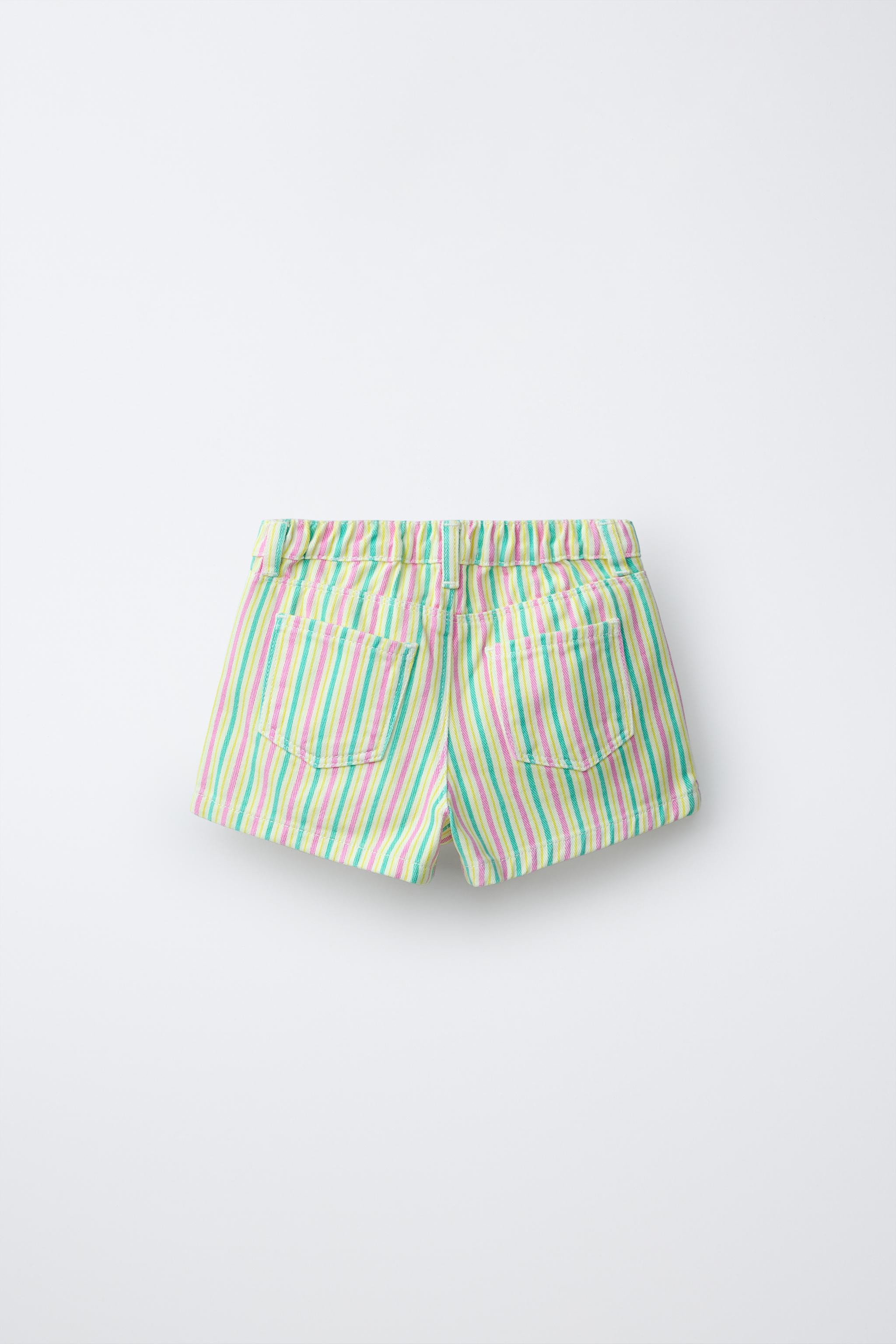 STRIPED MOM FIT TWILL SHORTS | Zara US