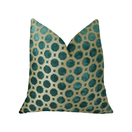 Plutus Velvet Aquamarine Turquoise and Taupe Handmade Luxury Pillow | Walmart (US)