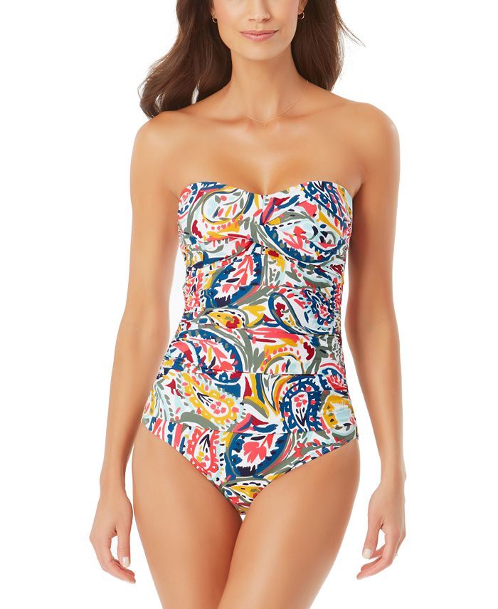 Paisley-Print Strapless Swimsuit | Macys (US)