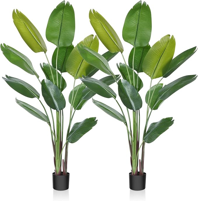 CROSOFMI Artificial Bird of Paradise Plant 6 Feet Fake Tropical Palm Tree with 13 Leaves,Perfect ... | Amazon (US)