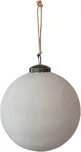 Glass Ball Ornament, Distressed Powder Finish, Matte White | Amazon (US)