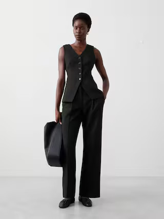 Straight High-Rise Double Weave Trouser | Banana Republic Factory