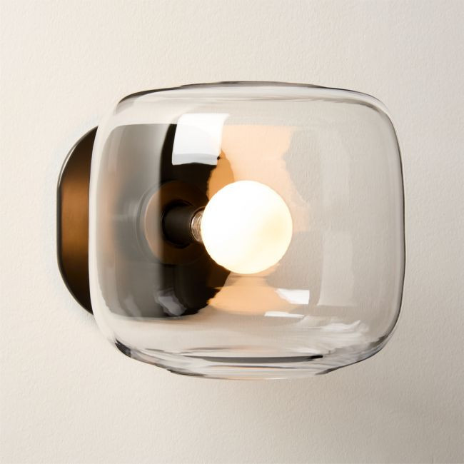 Halen Blackened Brass Wall Sconce with Clear Glass Shade | CB2