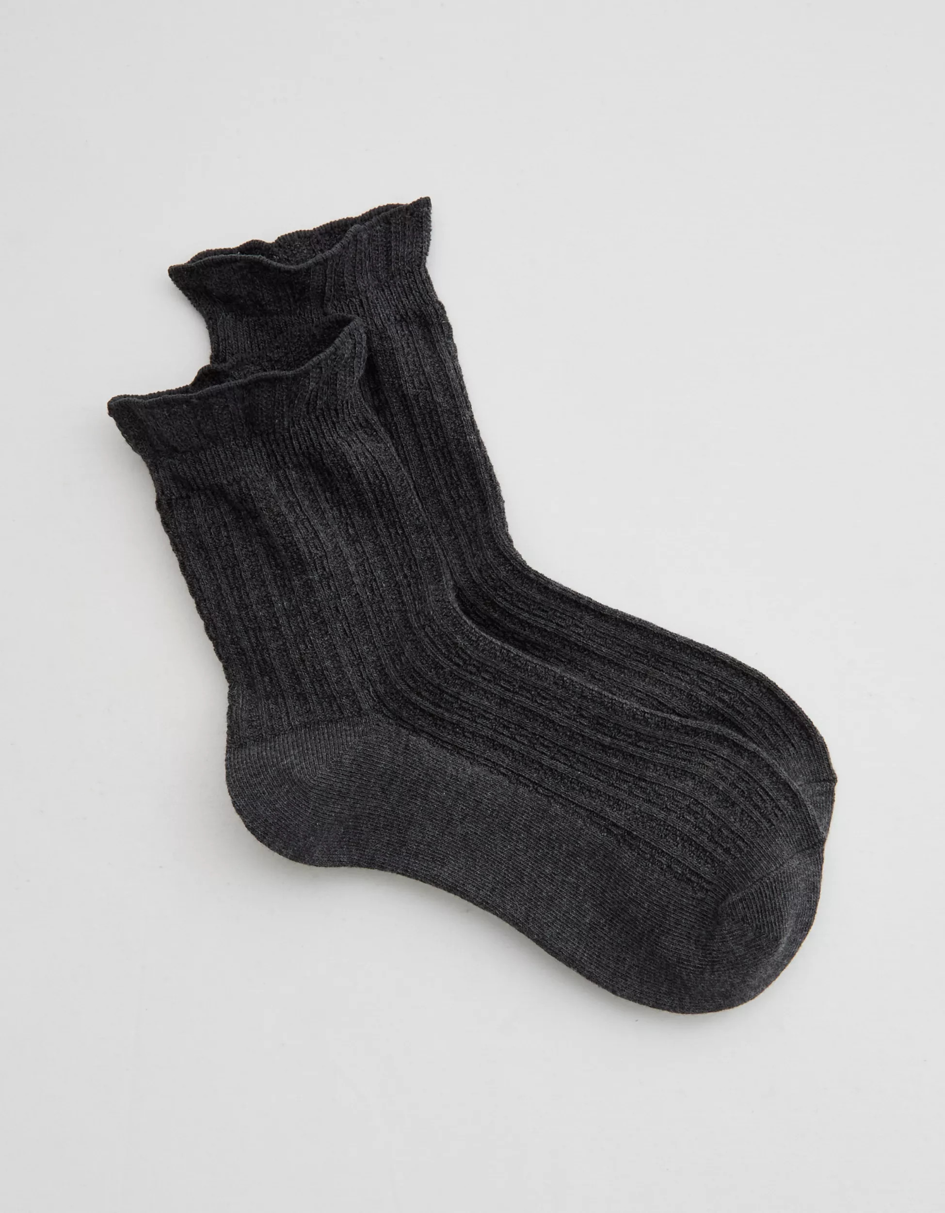 Aerie Pointelle Ruffle Edge Quarter Socks | Aerie
