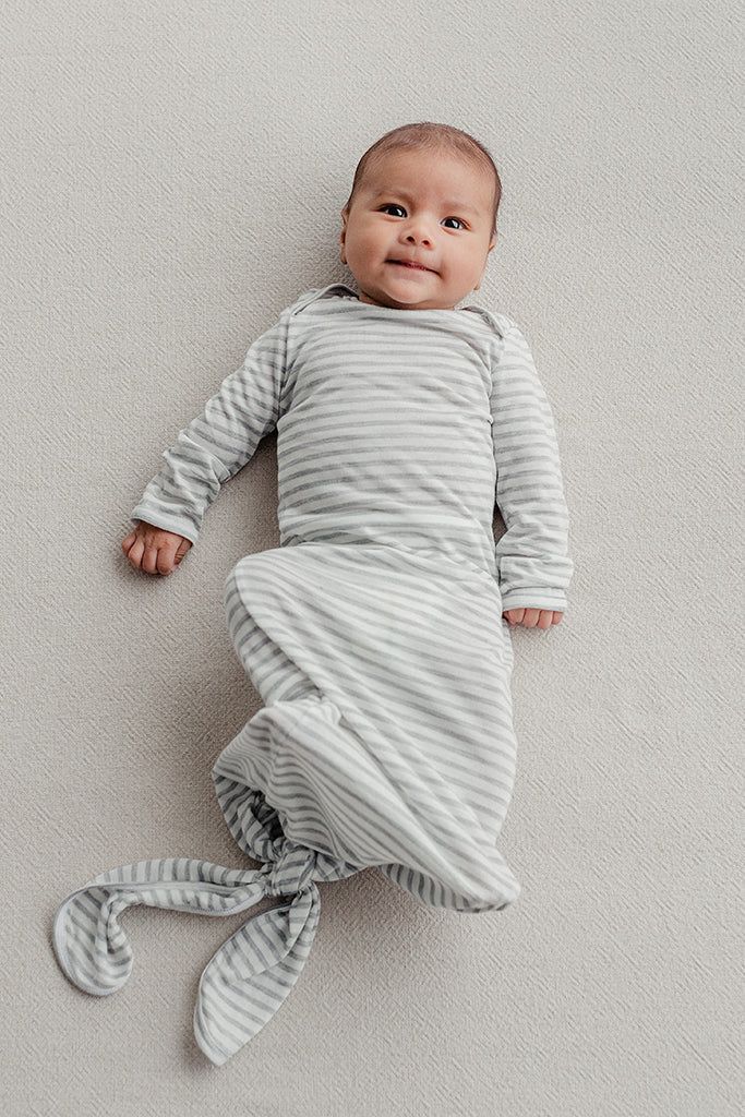 SLEEP GOWN - Natural & Grey Stripe | Solly Baby