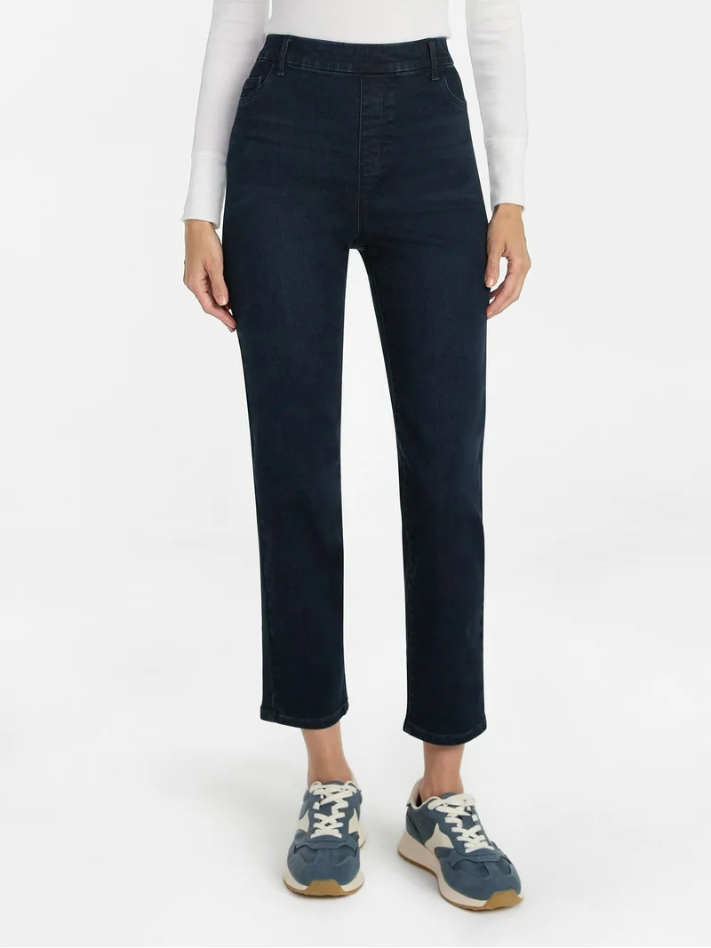 Time and Tru Women's High Rise Straight Leg Denim Jegging, 27.5" Inseam, Sizes XS-XXXL | Walmart (US)