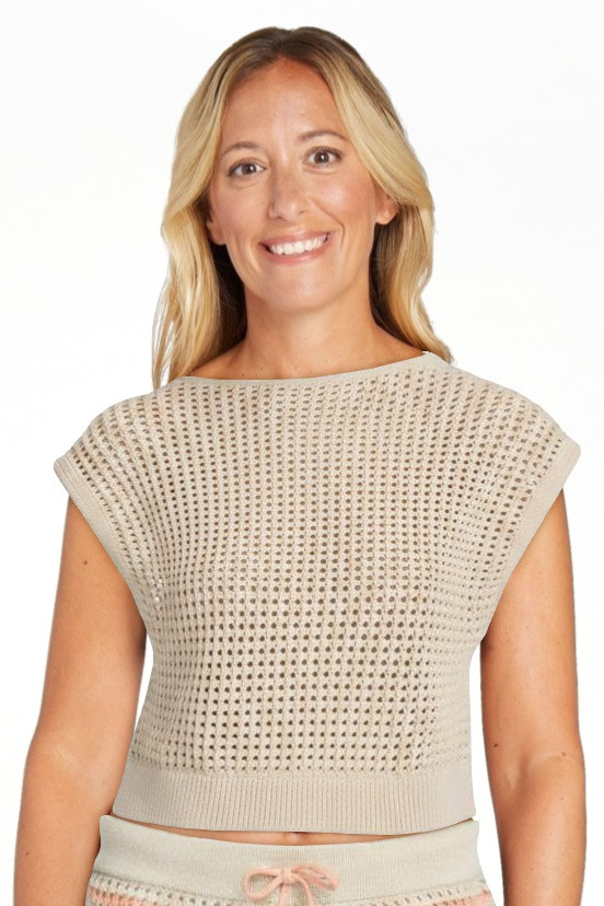 Mills by Millie Bobby Brown Women's Boxy Crochet Sweater Top, Sizes XXS-XXL | Walmart (US)