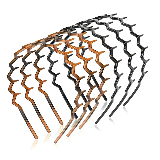 Zig Zag Headbands for Women Men Girls, Plastic Head Bands with Teeth Zigzag Fashion Hair Styling ... | Amazon (US)