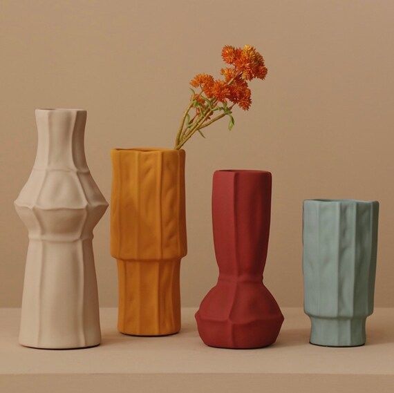Morandi ORIGAMI modern Minimalist vase, Handmade Ceramic Vase, Minimalist Decor,Plant Pot,Flower ... | Etsy (US)