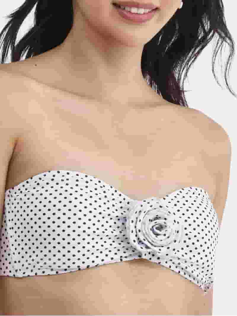 No Boundaries Women's Rosette Polka Dot Bandeau Swim Bikini Top, Sizes XXS-XXL | Walmart (US)