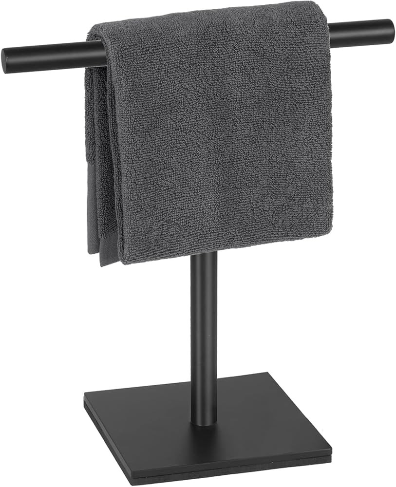 DUKWIN Hand Towel Holder, SUS304 Stainless Steel Hand Towel Stand T-Shaped Matte Black Freestandi... | Amazon (US)