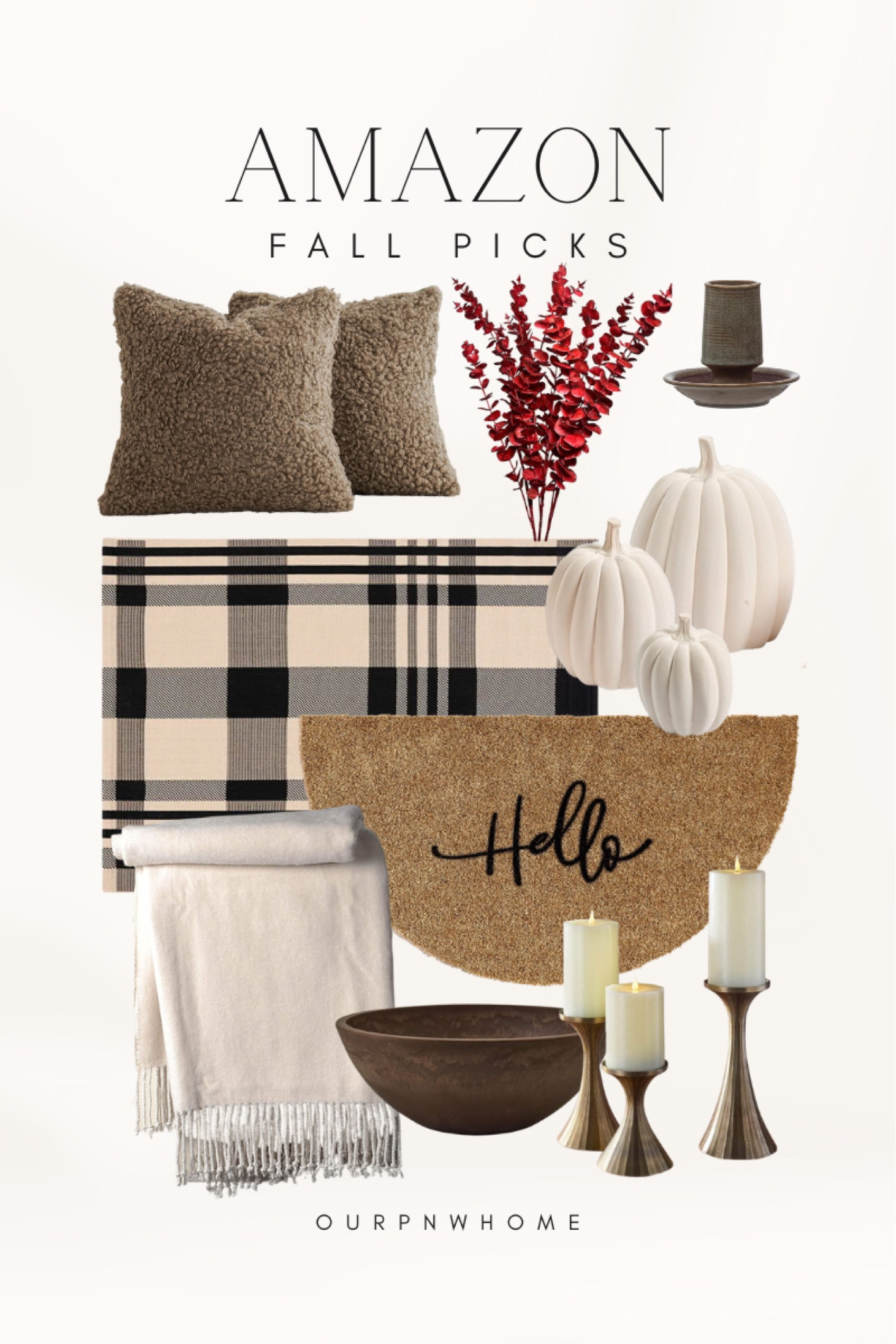 Top fall home picks from Amazon!

Boucle throw pillows, fall floral, fall stems, Amazon home, plaid doormat, white pumpkins, fall doormat, fall porch, throw blankets, wood bowl, gold pillar candlesticks, candleholders, welcome mat

#LTKstyletip #LTKhome #LTKSeasonal