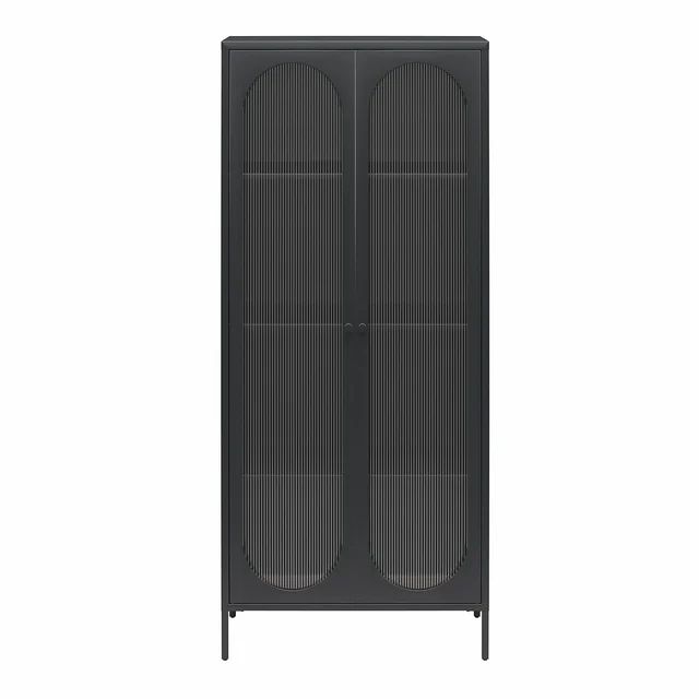 Mr. Kate Luna Tall 2-Door Accent Cabinet with Fluted Glass, Black | Walmart (US)