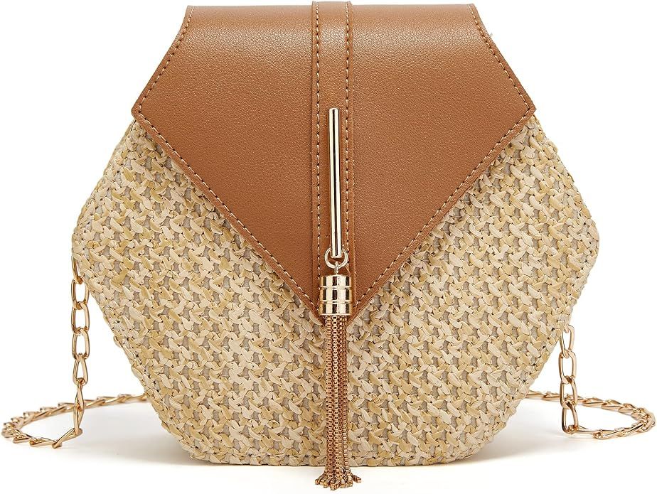 Crossbody Bag Women Tassel Straw Woven Small Bag Outdoor Fashion Shoulder Bag Women Handbag | Amazon (US)