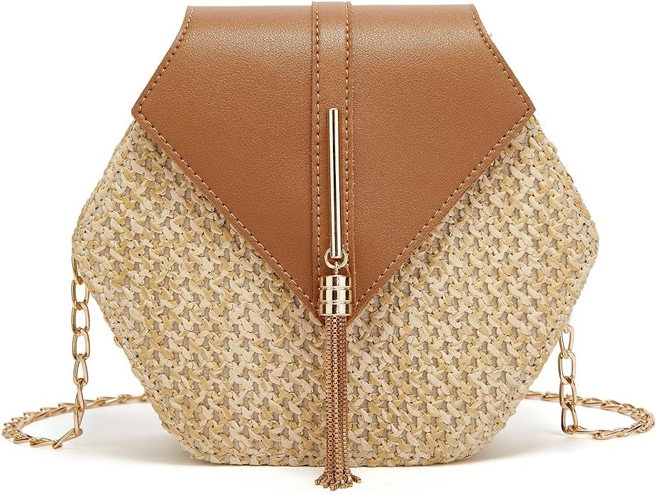 Crossbody Bag Women Tassel Straw Woven Small Bag Outdoor Fashion Shoulder Bag Women Handbag | Amazon (US)