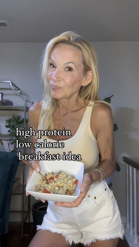 2 eggs + 4 ounces lean ground beef = 36 grams protein 

Throw in some veggies, season well (I love to use my Redmond Real Salt and some garlic pepper) and you have a delicious breakfast for around 350 calories. 

To save time I chop veggies when I get home from the store and store in glass containers in the fridge. 

xoxo
Elizabeth 

#LTKOver40 #LTKFitness #LTKHome