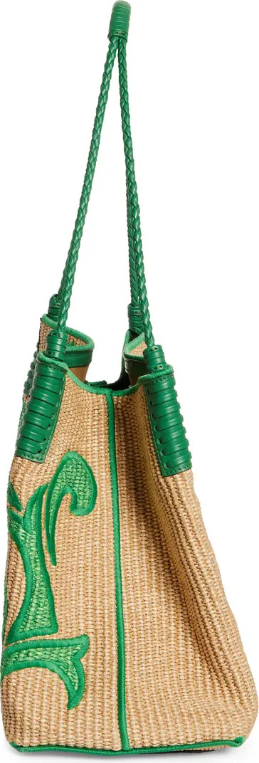 Medium Libra Embroidered Raffia Tote | Nordstrom