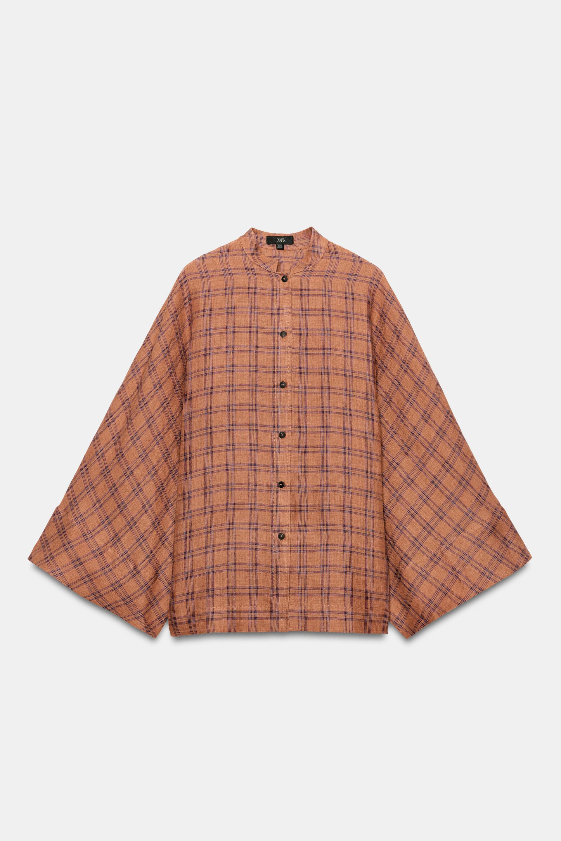 CHEMISE EN LIN À CARREAUX ZW COLLECTION | Zara FR