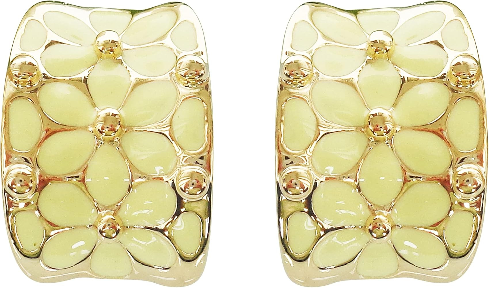 Navachi 18k Gold Plated Square Rainbow Colorful Enamel Leaves Flower Omega Back Earrings | Amazon (US)