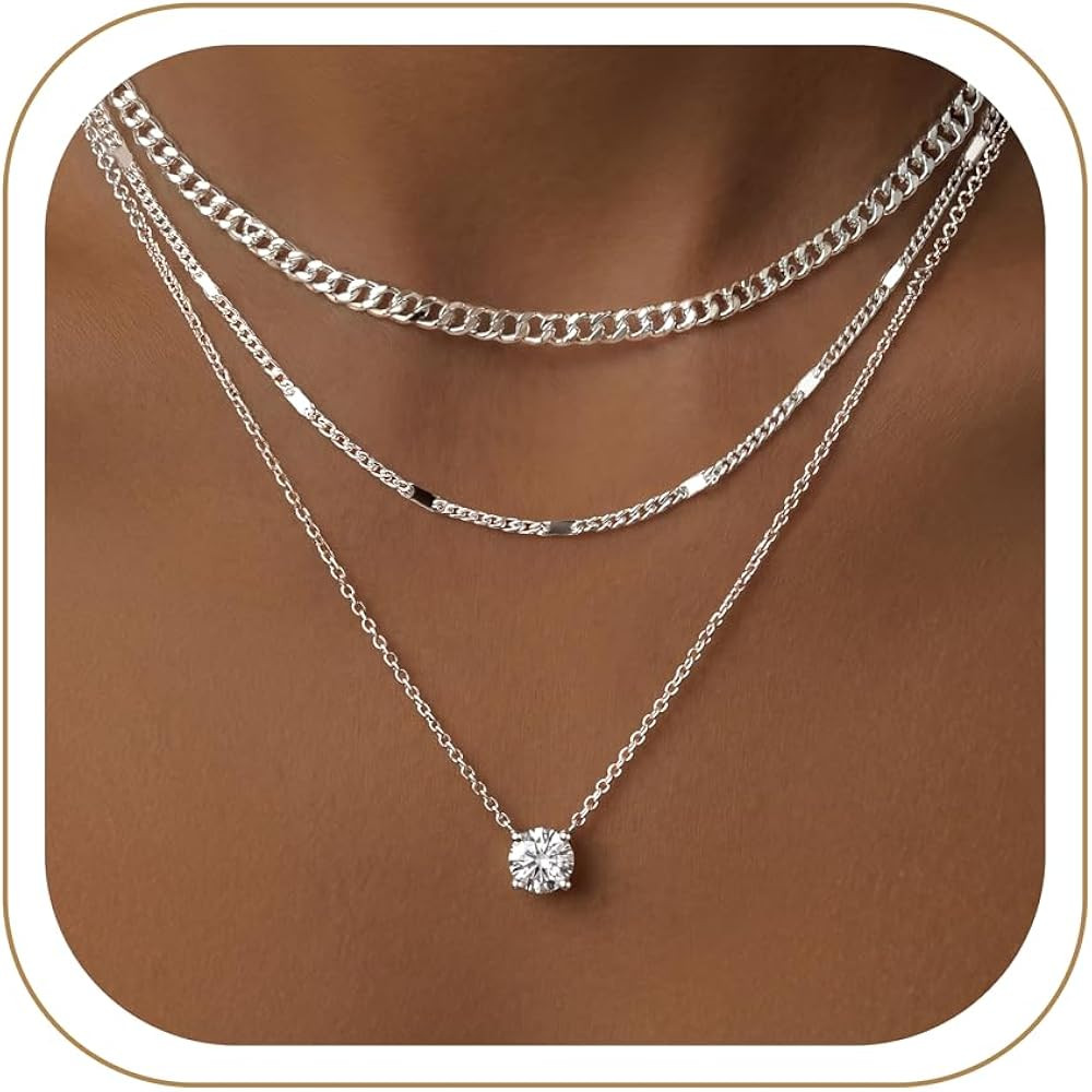 WomenGifts Layered Gold Necklaces for Women, 14K Gold Sterling Silver Plated Dainty Pendant Neckl... | Amazon (US)