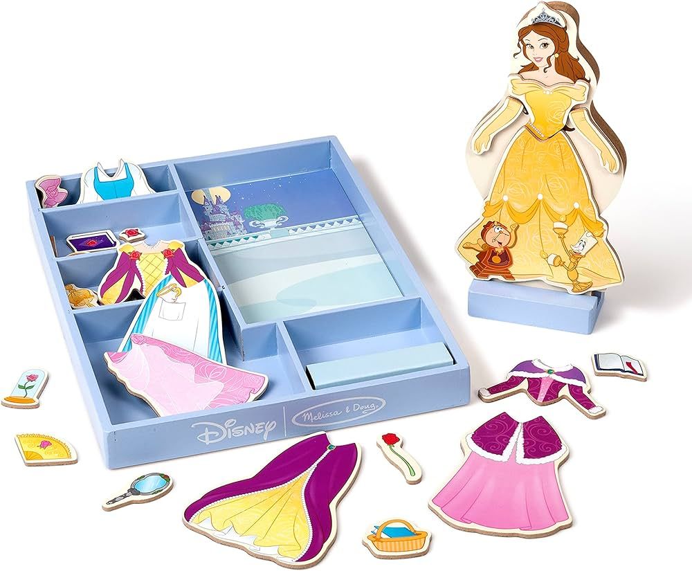 Melissa & Doug Disney Belle Magnetic Dress-Up Wooden Doll Pretend Play Set (30+ pcs) | Amazon (US)