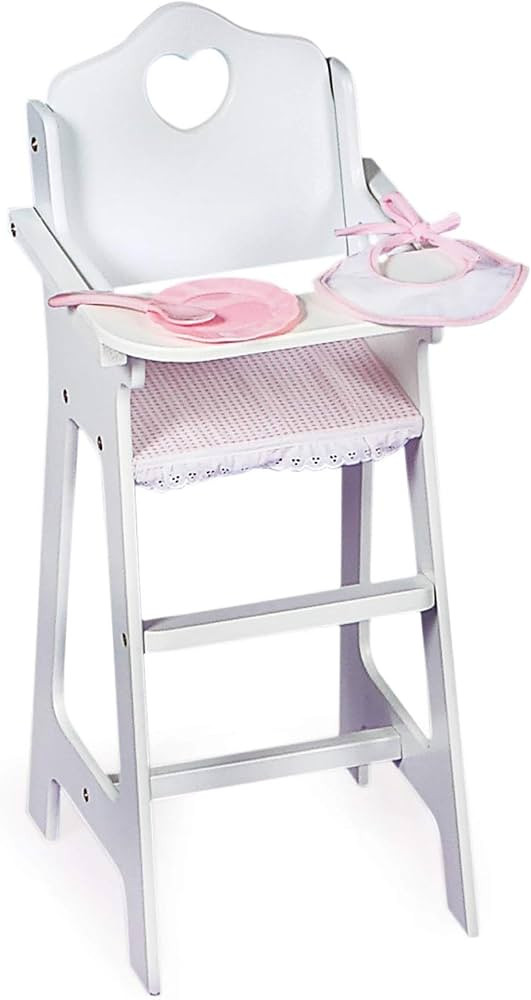 Badger Basket Wooden Baby Doll High Chair - Fits 18" Dolls - Includes Tray, Bib & Free Personaliz... | Amazon (US)