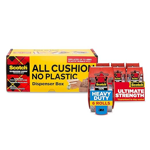 Bundle of Scotch Cushion Lock Protective Wrap with Dispenser Box, 12 in. x 175 ft. + Scotch Heavy... | Amazon (US)