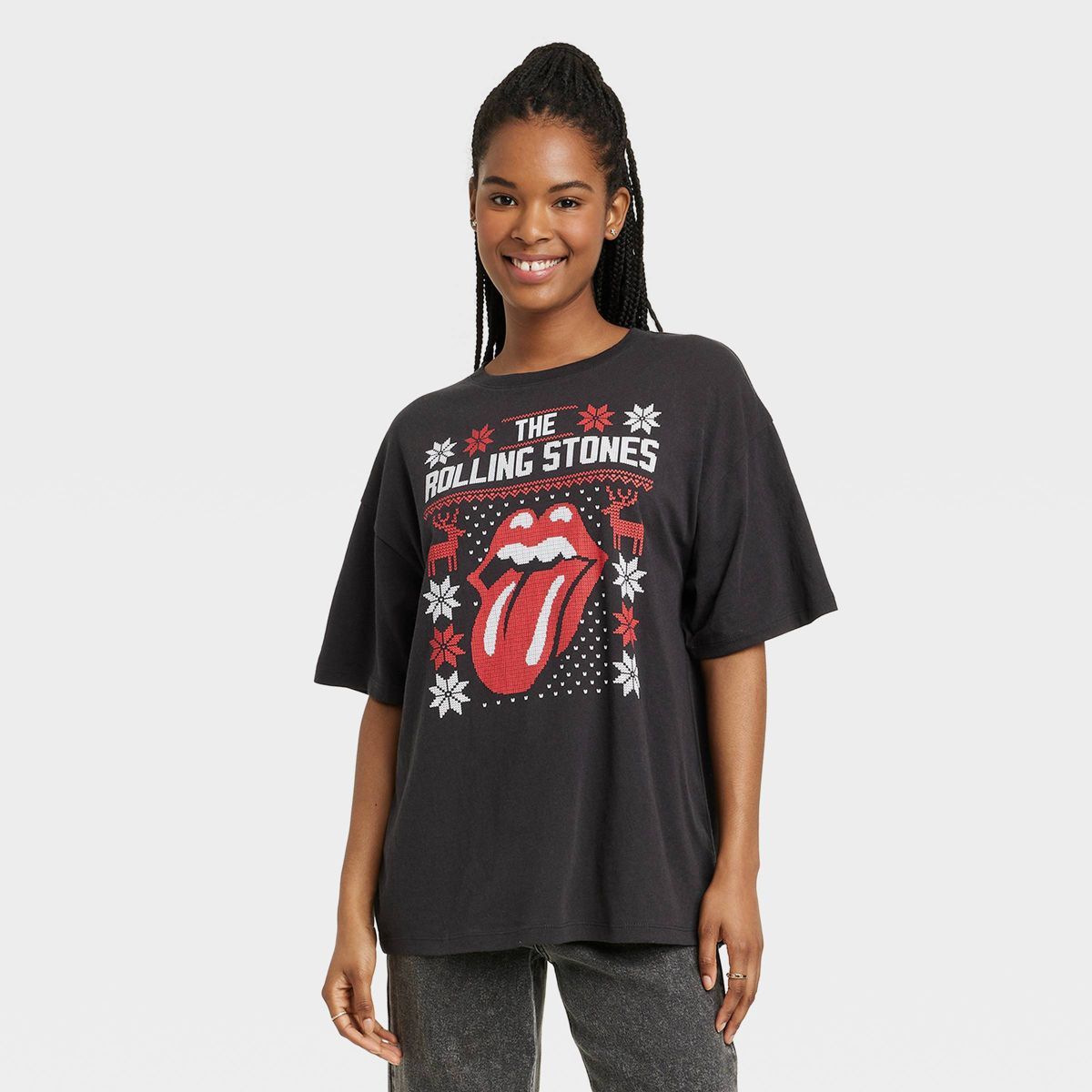 Women's The Rolling Stones Holiday Oversized Graphic Short Sleeve T-Shirt - Black | Target