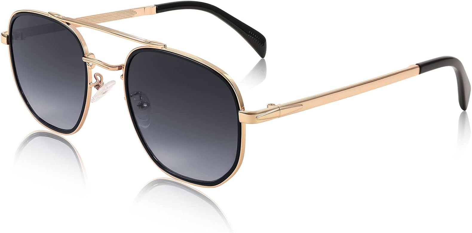 FEISEDY Women Men Square Pilot Sunglasses Gradient Lens Retro Small Metal Shades B2953 | Amazon (US)