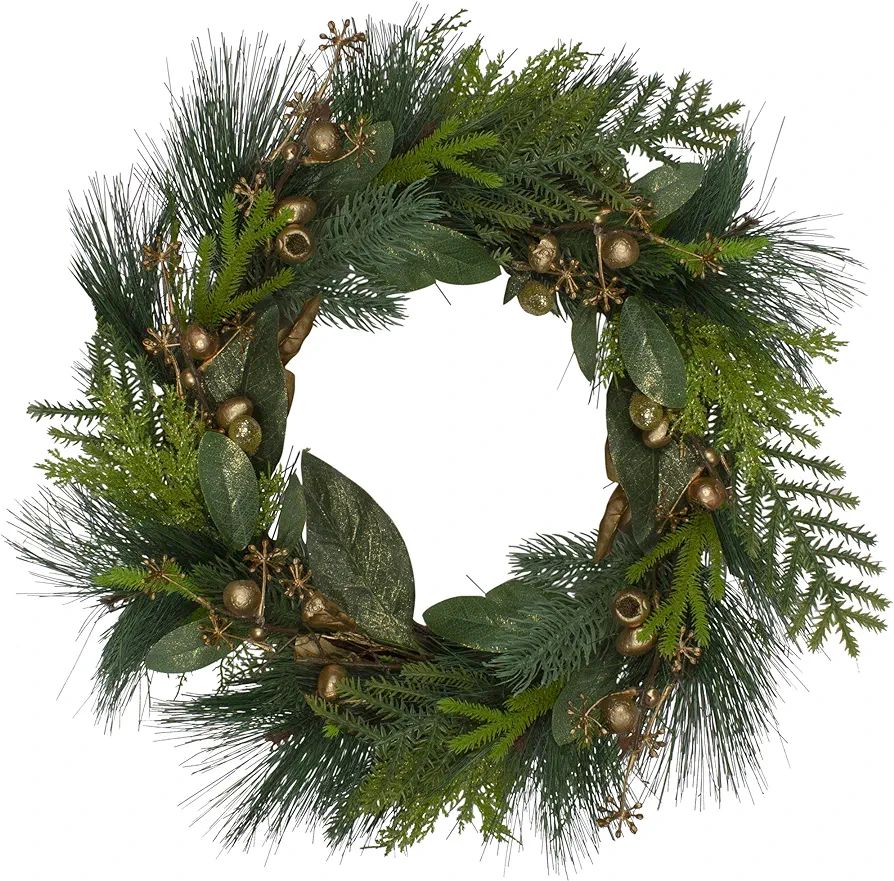 Leaves, Berry and Cedar Artificial Christmas Wreath - 20-Inch, Unlit | Amazon (US)