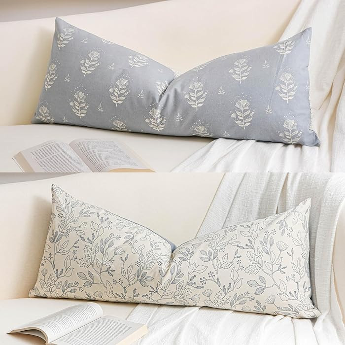 Coastal Blue Farmhouse Decorative Throw Pillow Cover 14X36, Accent Lumbar Throw Pillow for Bed, F... | Amazon (US)