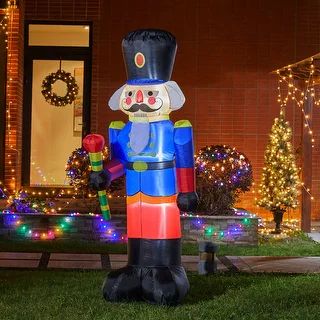 Glitzhome 8' Lighted Christmas Inflatable Nutcracker Decor | Overstock.com Shopping - The Best De... | Bed Bath & Beyond