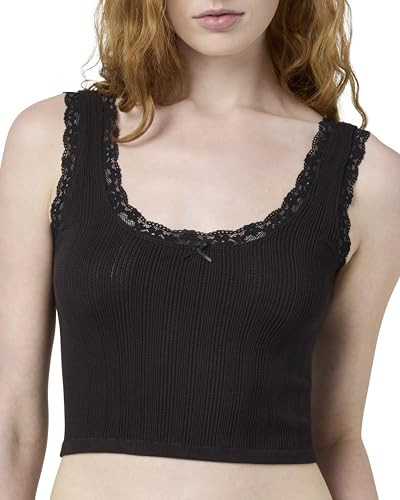 florence by mills Women's Villa Collection Pointelle Tank, Black, Large | Amazon (US)