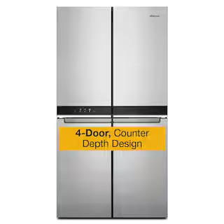 Whirlpool 36 in. 19.4 cu. ft. 4-Door French Door Refrigerator in Fingerprint Resistant Stainless ... | The Home Depot