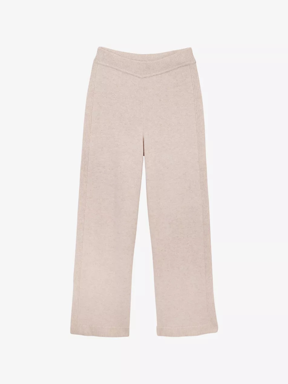 Ribbed-Panel Wide-Leg Mid-Rise Wool-Blend Trousers | Selfridges