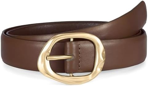 WHIPPY Leather Belt for Women Casual Waist Belt with Gold Buckle Fashion Ladies Belt for Jeans Pa... | Amazon (US)